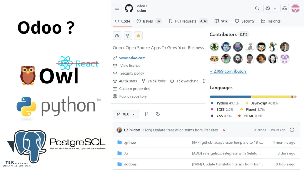 Odoo GitHub Owl Python PostgreSQL