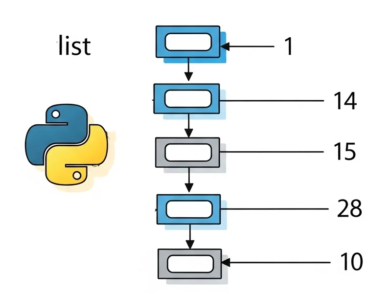 Visual representation of a Python list showing sequential data stored in memory with index numbers