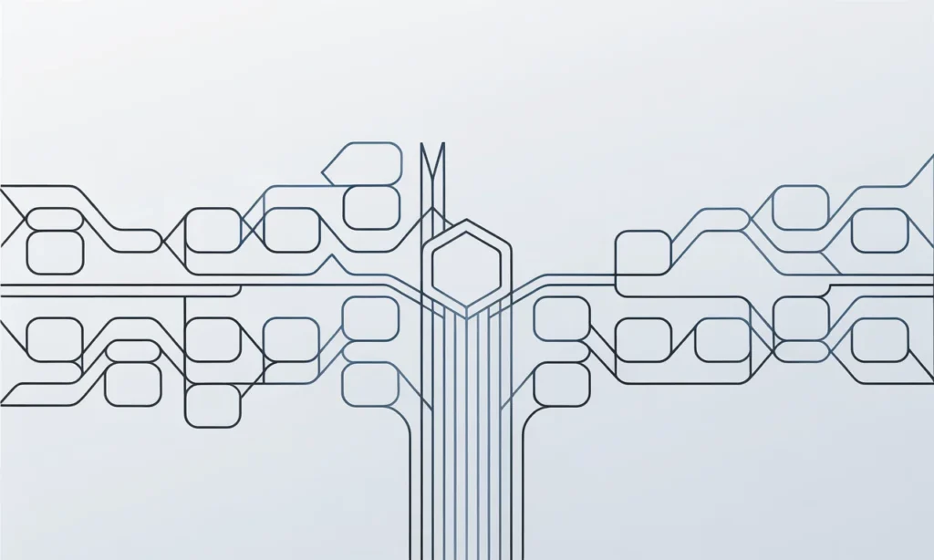 Python code loops visualization with repeating pattern and flowing data, digital art, blue theme